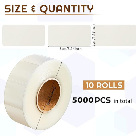 Zonon 2500 Pcs Clear Labels Label Protector Clear Stickers Wafer Seals Waterproof Labels for Protecting Barcodes, Numbers and Stickers (3.15 x 1.18 Inch,Rectangle)