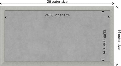 Amanti Art Silver Framed Magnetic Board 14x26 Small Vision Board for use with Magnets, 100% Metal Sheet to Display Items as Office Decor or for Home Organization in mudroom, Kitchen or Kids Room