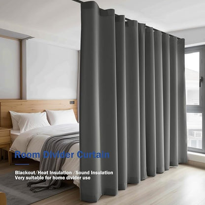 Cbsroro Room Divider Blackout Curtain Track Curtains Wall Dividers Panels Screen for Living Rooms Bedroom Office Privacy Partition Separation, W120 × L84 Inch,1 Panel, Grey