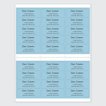 Dotty about Paper Personalized Sky Blue Colorblock - Return Address Labels x 100