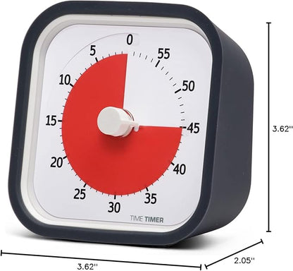 TIME TIMER MOD (Charcoal), A Visual Countdown 60 Minute Timer for Classrooms, Meetings, Kids and Adults Office and Homeschooling Tool with Silent Operation and Interchangeable Silicone Cover
