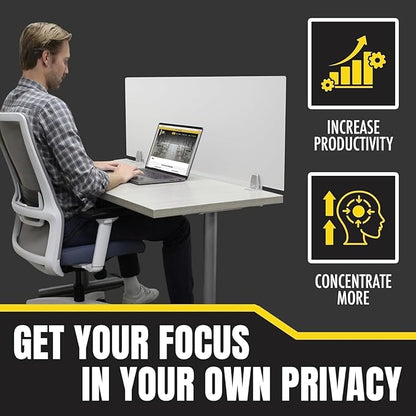 OBEX Clear Acrylic Desk Mounted Privacy Panel, 18" x 30", Clear