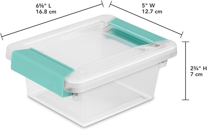 Sterilite 24-Pack Clip Box, Stackable Clear Plastic Bins with Latching Lids, Mini - Writing, Arts or Crafts Supplies Storage Containers for Home, Office, Classroom and Workshop Organization