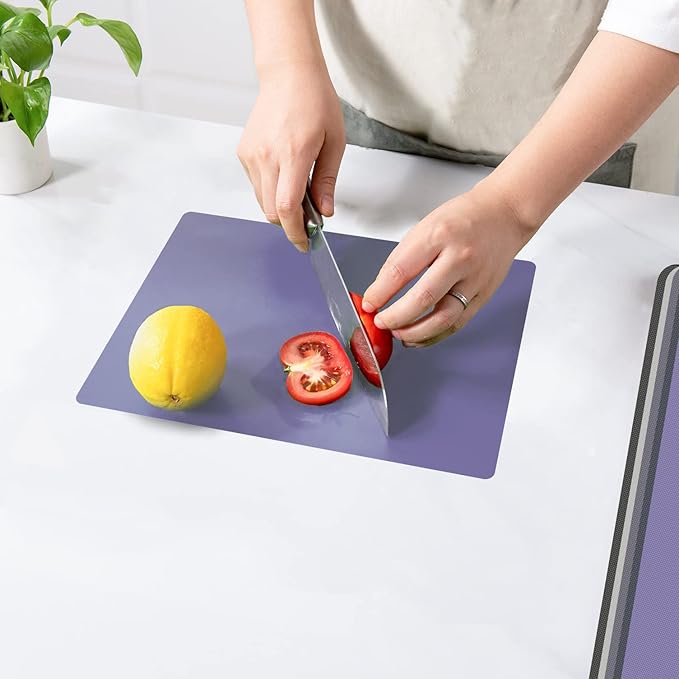 WK Small Flexible Plastic Cutting Boards for Kitchen Set of 5, Non Slip Cutting Mats for Meat, Mini Cutting Board Mats, BPA Free, Dishwasher Safe, 7.3x11.5"