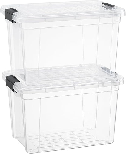 Superio Clear Storage Boxes with Lids, 8.75 Quart Plastic Container Bins for Organizing, Stackable Crates, BPA Free, Non Toxic, Odor Free, Organizers for Home, Office, School, and Dorm, 2 Pack