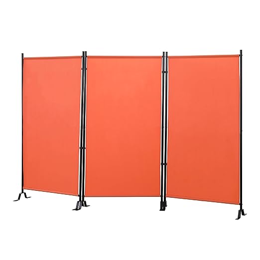 Proman Products - Galaxy Section Divider, Water Repellent Fabric Room Divider with Black Powder Coated Metal Frame for Indoors or Outdoors (Orange)