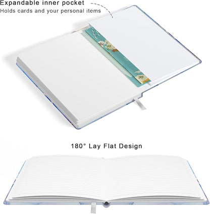 Lined Journal Notebook, Marble Hardcover, Medium 5.7 x 8.4 in, 160 Pages Thick Paper, Cute Aesthetic A5 College Ruled Notebook for Journaling Writing Work Office School Men Women, Purple Ink