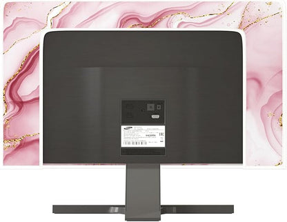 Baocicco Gold Pink Marble Waterproof Computer Monitor Dust Cover 26, 27, 28 Inch Monitor Accessories Laptop TV LCD Screen Decoration for Tablet Anti-Static Dustproof Protective for Home Office
