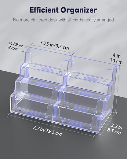 Uniclife Acrylic Business Card Holder for Desk 8 Slots Clear Business Card Display Stand for Men & Women Desktop Business Card Organizer Card Stand for Office Home Exhibition, 480 Card Capacity
