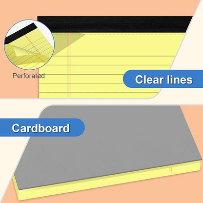 5" x 8" Yellow Legal Pads Writing Pads 12 Pack of Notepad 80gsm Paper Small College Ruled Note Pads Perforated Memo Pads 30 Sheets Yellow Paper Pad
