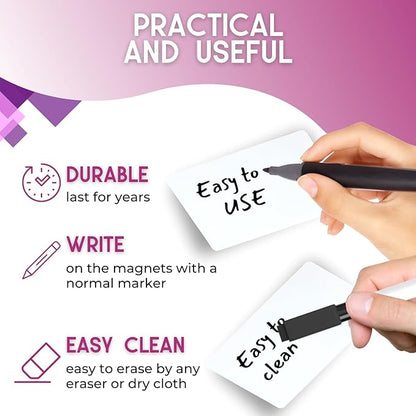 Availey 30 Pieces (5 x 3) - White Magnetic Dry Erase Labels - Reusable Strips for Classroom Home Office Garage Refrigerator Blank Writable Erasable Cards Name Tags Students Locker Shelf