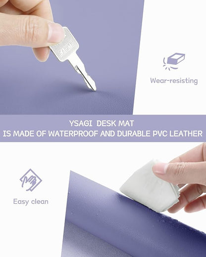 YSAGi Non-Slip Leather Desk Pad, Waterproof Laptop Computer Desk Keyboard Mat, Table Protector Blotter Mat, Large Mouse Pad for Office/Work/Home/Decor(Lavender, 31.5" x 15.7")