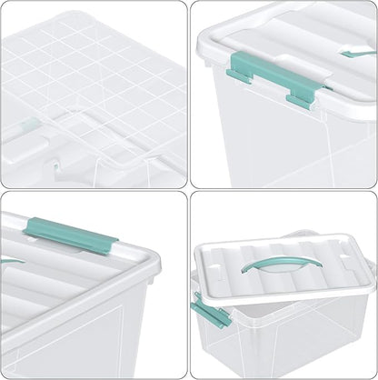 Loiycg 6 Pack Plastic Latching Box with Handle, 12 Quart Clear Lidded Storage Bin