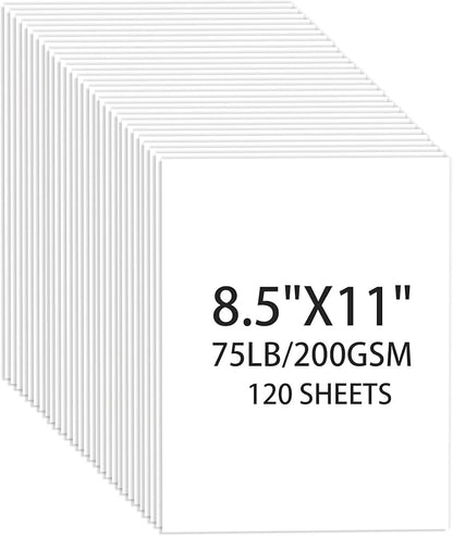 White Cardstock 8.5 X 11, 120 Sheets Card Stock, 75lb/ 200gsm Copy Paper, Cardstock Printer Paper for Art, Drawing, Invitations, DIY Cards, Watercolor, Craft, Construction, School & Office Supplies