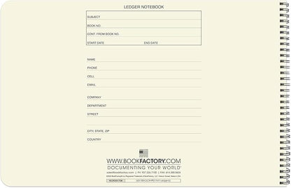 BookFactory Accounting Ledger Notebook/Large 5 Column Accounting Ledger Columnar (Five Columns) Log Book - 17'' x 11'', 100 Pages, Wire-O Landscape Format (Made in USA)