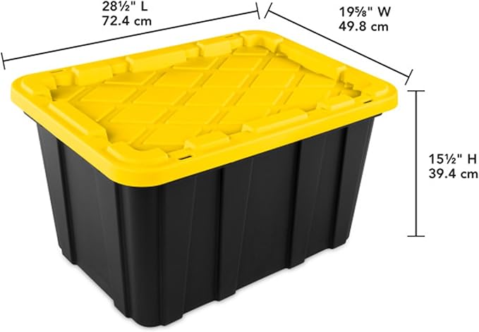Sterilite 24-Pack Industrial Tote, Plastic Storage Container Bins with Lids, 27 Gallon - Heavy-Duty Organizing Containers for Closet, Bathroom, and Office