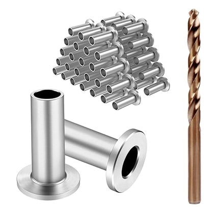 BLIKA 50 Pack Stainless Steel Protector Sleeves for 1/8" 5/32" or 3/16" Deck Cable Railing, for Wood/Composite Posts, T316 Marine Grade, Cable Railing Protector Sleeves