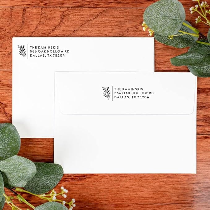 Custom Floral Address Stamp | Choose from 12 Designs | Multiple Ink Color Options | Envelope Return Address Stamp for Couple or Family (Design 2, Extra Large)