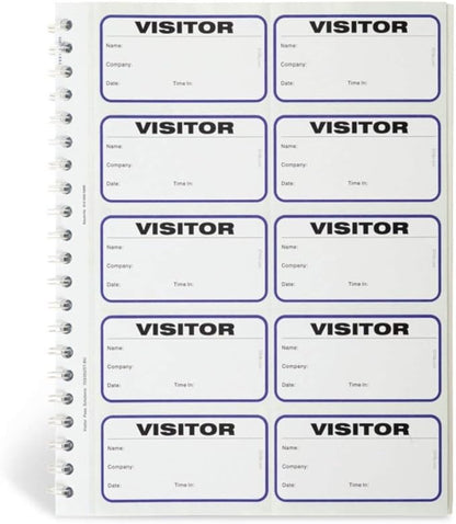 Visitor Log Book, Spiral-Bound Visitor Badges, Guest Register Book, Carbon Copy - 150 Badges