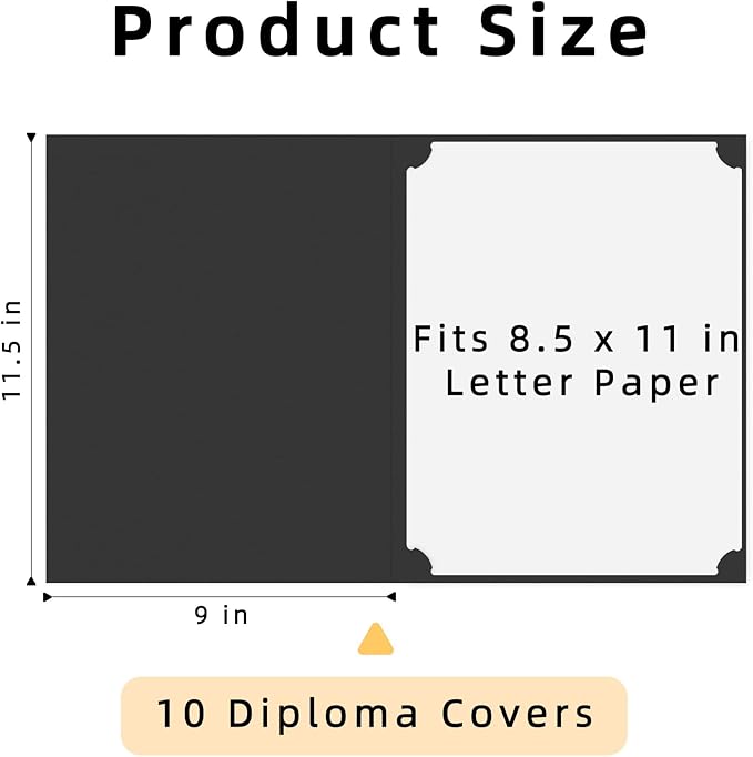 HAUTOCO 10 Pcs Certificate Holders, Black Diploma Folders Document Covers with Gold Foil Border for Letter Size 8.5x11 Cardstock, Award, Graduation