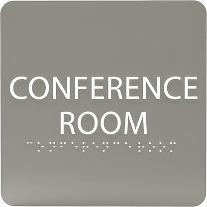 ADA CENTRAL SIGNS - 6" X6" Conference Room Sign- ADA Compliant Tactile Graphics Grade 2 Braille Text Acrylic Wall Signs - Authorized Personnel Only, Meeting Privacy Door Sign for Schools, and Offices