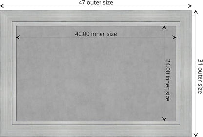 Amanti Art Silver Framed Magnetic Board 31x47 Large Vision Board for use with Magnets, 100% Metal Sheet to Display Items as Office Decor or for Home Organization in mudroom, Kitchen or Kids Room