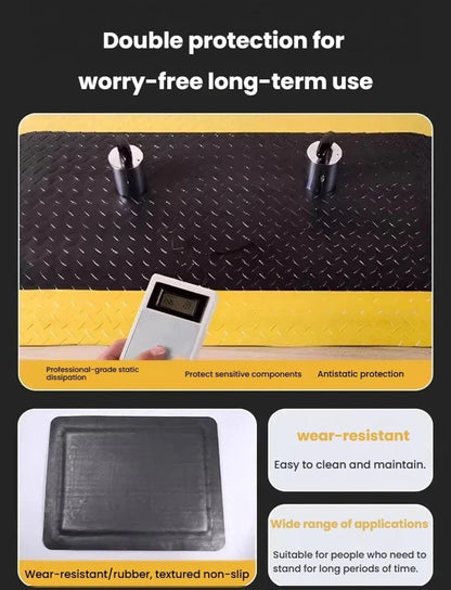 20mm Thick Anti-Fatigue Floor Mat, Static-Safe Cushioned Standing Pad with Beveled Edges for Workshops & Labs, Yellow-Gray, 200x100 cm - Comfort & Safety Upgrade,Yellow-Gray,200x100 cm