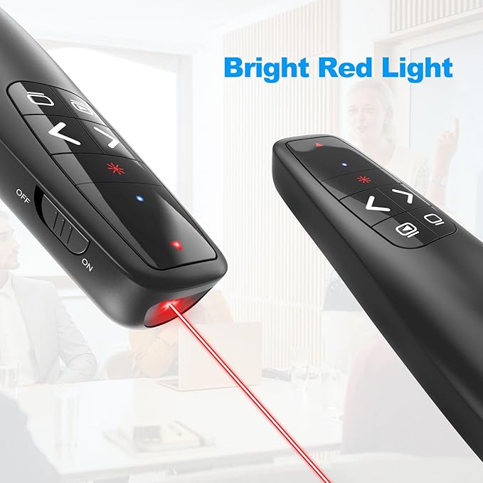 Presentation Clickers for PowerPoint, Clicker for Laptop Presentations Remote, USB Wireless Presenter Remote, Power Point Remote Clicker for Computer/Mac/PPT/Google Slide Advancer