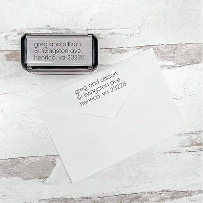 Self Inking Modern Address Stamps | Custom Return Address Stamper (Minimalist Left, Xtra Large)