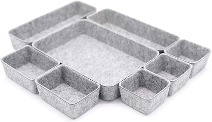 Welaxy Desk Drawer organizers tray Felt storage bins aesthetics room décor for home office dorm closet decluttering minimalist lifestyle (Gray)