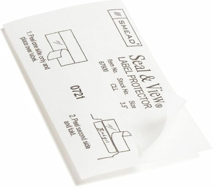Smead Seal and View® Clear Label Protector, Size 3-1/2x1-11/16-Inches Before Folding, 100 per Pack (67600)