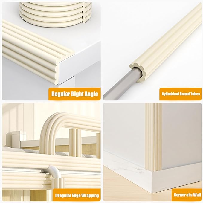 Soft Extra-Wide Edge Protector for Baby, 16.4ft Baby Proofing Edge Guards Padding Self-Adhesive Double Sided Tape, Safety Guards Proof Foam Padding for Sharp Edges, Table, Desk, Furniture Grey