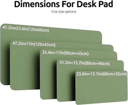 YSAGi Leather Desk Protector, Office Mat, Large Mouse Mat, Non-Slip PU Leather Blotter, Laptop Desk, Waterproof Writing Pad for Office and Home (Bamboo Green, 35.4" x 17")