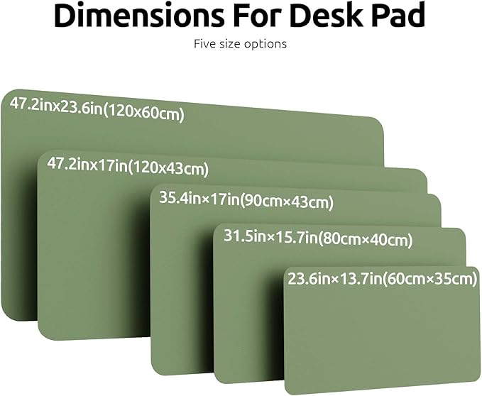 YSAGi Leather Desk Pad Protector, Office Desk Mat, Large Mouse Pad, Non-Slip PU Leather Desk Blotter, Laptop Desk Pad, Waterproof Desk Writing Pad for Office and Home (Bamboo Green, 23.6" x 13.8")
