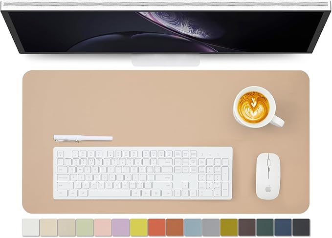 Leather Desk Mat - Non-Slip PU Desk Pad for Office and Home - Desk Organization and Accessories - Ideal for Large Mouse Pad and Desk Mats on Top of Desks (Apricot,27.6"x 13.8")