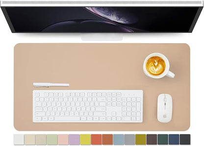 Leather Desk Mat - Non-Slip PU Desk Pad for Office and Home - Desk Organization and Accessories - Ideal for Large Mouse Pad and Desk Mats on Top of Desks (Apricot,27.6"x 13.8")