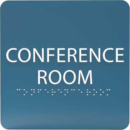 ADA CENTRAL SIGNS - 6" X6" Conference Room Sign- ADA Compliant Tactile Graphics Grade 2 Braille Text Acrylic Wall Signs - Authorized Personnel Only, Meeting Privacy Door Sign for Schools, and Offices