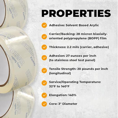 WOD CST22CC Crystal Clear See-Through Packing Tape – 1/2 inch x 110 yds. for Carton Sealing Mailing, Shipping, and Protection, Label Covering, Lamination, and Outdoor Uses.