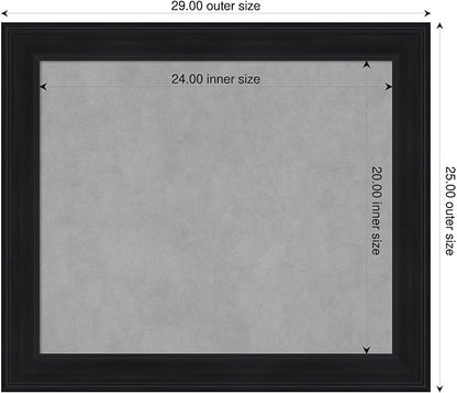 Amanti Art Black Framed Magnetic Board 25x29 Medium Vision Board for use with Magnets, 100% Metal Sheet to Display Items as Office Decor or for Home Organization in mudroom, Kitchen or Kids Room