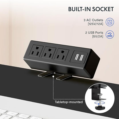 FLEXISPOT EN2 Whole-Piece Standing Desk with Clamp Power Strip (Gray, 48x24)