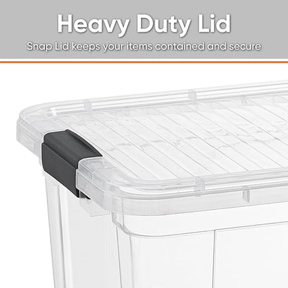 Superio Storage Bins with Lids- 4 Pack, 6.6 Qt Clear Boxes for Organizing, Stackable Plastic Containers- BPA Free, Non-Toxic, Odor Free, Organizer for Home, Office, Dorm