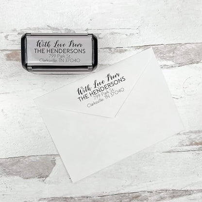 Self Inking Modern Address Stamps | Custom Return Address Stamper (with Love from, Large)