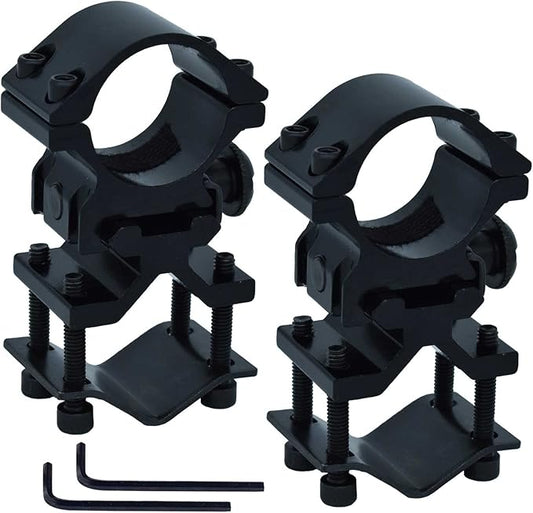2 Pack Flashlight and Laser Sight Mount with Barrel Adapter,Detachable 1 Inch Scope Ring and Picatinny Rail Mount Combo