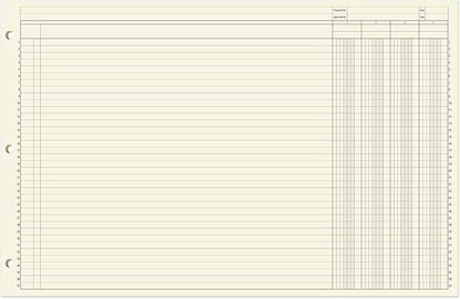 BookFactory Ledger Sheets/Large 4 Column Accounting Ledger Columnar (Four Columns) Loose Leaf Paper - 17'' x 11'', 50 Pages, Loose Leaf, 3 Hole Punched (Made in USA)