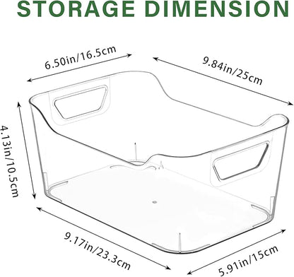 AntStep 12 Pack Clear Plastic Storage Bins, Pantry Organizers and Storage, Clear Pantry Organizer Bins, Plastic Containers with Handle for Kitchen,Freezer,Cabinet,Closet,Bathroom Under Sink Storage