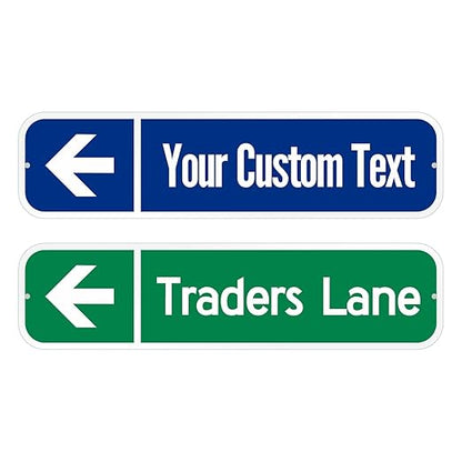 SmartSign Customize Your Own Blue Street Sign with Left Arrow | 6" x 24" 3M EG Reflective Aluminum