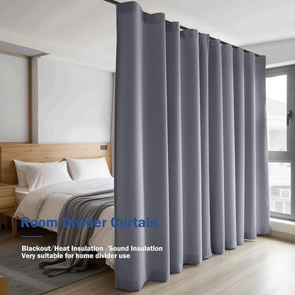 Cbsroro Room Divider Blackout Curtain Track Curtains Wall Dividers Panels Screen for Living Rooms Bedroom Office Privacy Partition Separation, W120 × L84 Inch,1 Panel, Light Grey