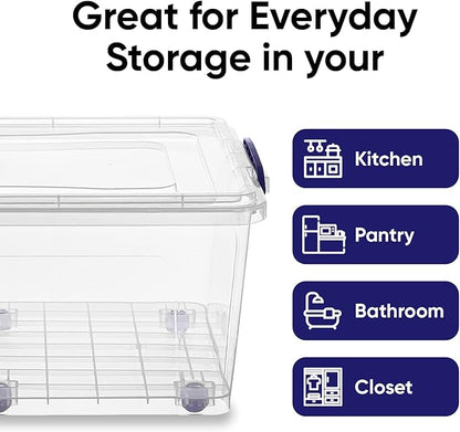 Superio Storage Bins with Lids, Clear Plastic Containers for Organizing, Stackable Totes, BPA Free, Odor Free, Organizer Boxes for Home, and Dorm (2 Pack, 32 Quart)