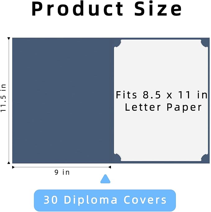HAUTOCO 30 Pack Certificate Holders, Navy Blue Diploma Holders, Document Award Covers Certificate Folders with Gold Foil Border for 8.5x11 Letter Size