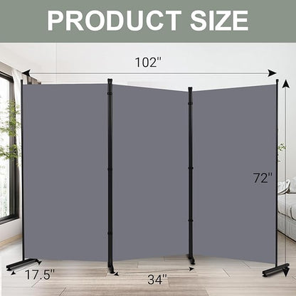 Room Divider 6FT Single Panel Privacy Screen, 102'' Wide Fabric Indoor Room Divider Wall Divider for Room Separation, Portable Room Partitions and Dividers Freestanding Temporary Wall Room Separators